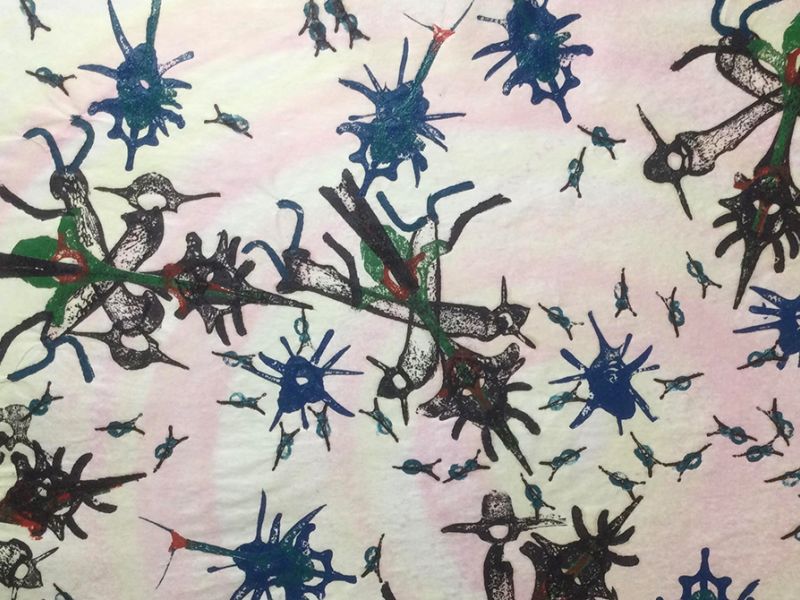 Knogletryk på papir og stof af Karen Bjerresgaard