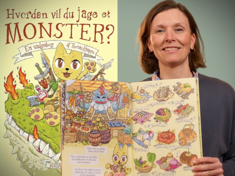 Bibliotekets litteraturformidler Sara holder bogen "Hvordan vil du jage et monster?"